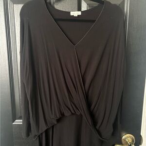 Silence + Noise Black V-Neck Dolman Sleeve Top